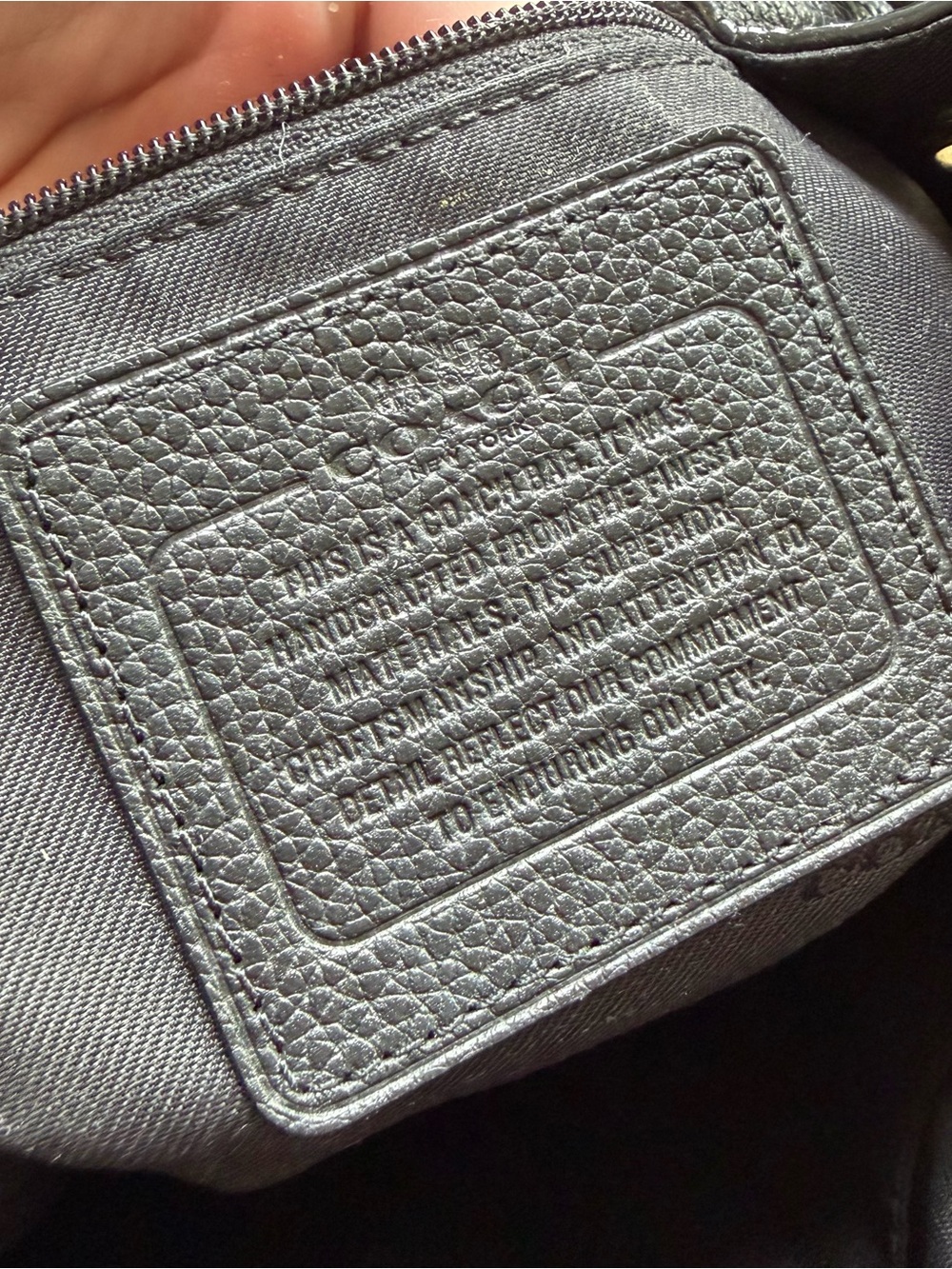 Coach Black Pebbled Leather Drawstring Backpack with Gold Turnlock Hardware - Picture 4 of 5